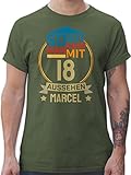 18. Geburtstag personalisiert - So gut kann Man mit 18 Aussehen - Dein Name zum Achtzehnten - Gold/blau - XL - Army Grün - T-Shirt - L190 - Tshirt Herren und Männer T-Shirts