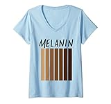 Damen Melanin Shades Schwarz Stolz Geschichte Monat Frauen Mädchen T-Shirt mit V