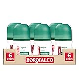 Borotalco, Roll-On Original Deodorant mit Mikro-Pulver, absorbiert Schweiß, ohne Alchol – 6 Flaschen à 50 ml