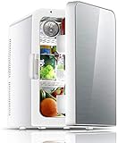 FHKBB Mini-Kühlschrank, Autokühlschrank, tragbar, AC/DC-betriebener Kühler und Wärmer, Dual-Core-Kühlung, für Schlafzimmer, Büro, Schlafsaal