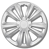 Radkappen 14 Zoll Silber matt - Radzierblenden 4er Set von 13-16 Zoll - T-Rar - Radblenden für die meisten Automarken und Stahlfelgen - Zierkappen