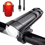 ArrivederLa Fahrradlicht Set, Fahrradbeleuchtung STVZO Zugelassen Fahrradlampe USB Aufladbar und Wasserdicht Fahrrad Licht mit Frontlicht und Rücklicht (Rotlicht) Sturdy & Duragable