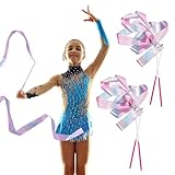 2 Stück Rhythmische Sportgymnastik Band, Tanzbänder Kinder 78 Zoll Gymnastikband Mit Stab Tanzband Mit Stab Kinder Funkelnd Für Künstlerisches Tanzen Gymnastik Zirk