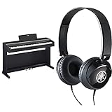 Yamaha Arius Digital Piano YDP-144B, schwarz – Elektronisches Klavier mit Hammermechanik & HPH-50B Kopfhörer, schwarz – Schlichter On-Ear-Kopfhörer mit hochwertigem Sound