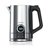 Arendo - Wasserkocher mit Temperatureinstellung - Edelstahl - Temperaturauswahl 40-100 Grad - LED Display - 1,7 Liter - 2200 W - Teekocher mit Temperaturanzeige - GS