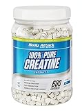 Body Attack 100% Pure Creatine - 600 Kapseln - Made in Germany - hochwertiges mikrofeines Kreatin Monohydrat, Creatin Caps