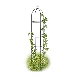 Relaxdays Rankobelisk beschichtetes Metall 190 cm, witterungsbeständige Garten Rankhilfe für Rosen und Blumen, grün, Dunkelgrü