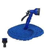 Wasserschlauch EU Schlauch Kunststoffschläuche Rohr mit Spritzpistole Bewässerung Car Wash Spray Gartenschlauch erweiterbar magischer flexibler Zur Gartenbewässerung (Farbe : Blue, Lengh : 150ft)