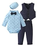ZOEREA Baby Jungen Strampler Kleidung Set Hosen Fliege Anzug mit Hut Cute Jumpsuit Outfit Body