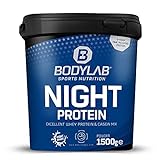Bodylab24 Night Protein 1500g Banane, Whey-Protein und Casein, langanhaltende Protein-Versorgung über die Nacht, fett-, kohlenhydrat- und kalorienarm, Whey-Pulver kann den Muskelaufbau unterstützen