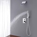 YASEking Unterputz-Duschset in der Wand, voreingebettete Box, Messing, Wasserfall-Dusche, Wasserhahn, Duschset und kaltes Schön, praktisch