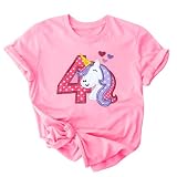 Meteorito Geburtstag Shirts für Kleinkind Mädchen Jungen 3-5 Jahre alt Baumwolle Geschenk T-Shirts Kinder Mädchen Tee Outfit 3. 4. 5, Rosa 4, 4-5 J