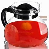 KADAX Glaskanne, 1.95L, feuerfeste Teekanne aus Borosilikatglas, Kunststoff, große Kanne mit Deckel, Teekrug für Getränke Kaffee, Tee, Saft, Wasser, hitzebeständig (anthrazit)