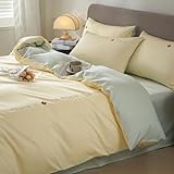Feuchtigkeitsabsorbierender und atmungsaktiver vierteiliger Bettbezug aus Reiner Baumwolle + Zwei Kissenbezüge, weich im Griff, geeignet für Doppelbetten D,1.5m