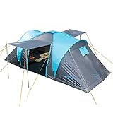 Skandika Kuppelzelt Hammerfest für 4 Personen | Campingzelt mit 2 m Stehhöhe, 2 Schlafkabinen, 2 Eingänge, Moskitonetze, Sonnendach, 2000 mm Wassersäule, Zelt zum Campen