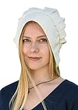 Battle-Merchant Mittelalter Haube mit gelegten Falten für Damen - Damenhaube - Mittelalterhaube - Kopfbedeckung (Natur)