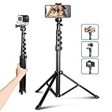 UBeesize 62' Selfie Trépied,Kamera & Handy-Stativ-Ständer mit Bluetooth-Fernbedienung und Universal-Stativkopf-Halterung, perfekt für Selfies/Videoaufnahmen/Vlogging/Live-Streaming