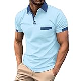 Poloshirts Herren Basic Polo Shirt Kurzarm Atmungsaktiv Bequemes Poloshirt Polos Kontrastfarbe Ausschnitt T-Shirt Sommer Poloshirt Schwarz Tshirt 6XL