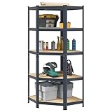 LAPOOH Eckregal mit 5 Böden Anthrazit Stahl & Holzwerkstoff, Bücherregal, Esszimmer Deko, Eckbücherregal, Eckschrank, Leiterregale, Ecke Dekoration - 4016955