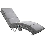 Casaria Relaxliege XXL London Massage- Heizfunktion Ergonomisch 186cm Relaxsessel Loungesessel Chaiselongue Stoff Grau