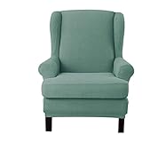 E EBETA Jacquard Sesselbezug, Sessel-Überwürfe Ohrensessel Überzug Bezug Sesselhusse Elastisch Stretch Husse für Ohrensessel (Hellgrün)