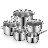 WMF Provence Plus Topfset Induktion 5-teilig, Kochtopf Set unbeschichtet mit Glasdeckel, für alle Herdarten geeignet, Induktions Töpfe Set, ohne Skalierung, Cromargan Edelstahl p