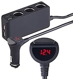 reVolt Voltmeter: Kfz-Verteiler mit 3X 12-/24-Volt- & 4X USB-Buchse, LCD-Display, 120 W (Zigarettenanzünder Verteiler 24V)
