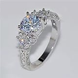 LINP Exquisite Mode Silber Farbe Verlobungsringe für Frauen Mode Weiß Zirkon Kristall Ring Jahrestag Braut Hochzeit Schmuck