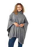 Zizzi Frauen Große Größen Poncho Strickwaren Rollkragenpullover Größe Gr L Medium Grey Melang