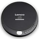 Lenco CD-Player CD-200 Discman mit LCD-Display - Batterie- und Netzfunktion - Hörbuchfunktion - Inklusive Stereo-Kopfhörer, H USB-Ladekabel Schwarz, mit Anti-Schock