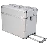 XXL Pilotenkoffer mit Rollen mit Trolley von SONOVO aus Aluminium in Silber 45165 | Alukoffer, Aktenkoffer, Businesskoffer | Für den täglichen Geschäftseinsatz, für Kundentermine und Messeb
