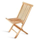 XXS® Möbel Gartenstuhl Menorca hochwertiges Teak Holz natürliches Design zusammenklappbar Oberfläche geschliffen widerstandsfähig
