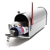 US Mailbox Amerikanisches Design Silbergrau Briefkasten mit Fahne