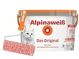 Alpinaweiß Das Original – optimal deckende und ergiebige weiße Wandfarbe – mit Spritz-Schutz-Formel – inkl. gratis Roller - 10 L