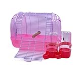 YYDS Vogel-Reisekäfig-tragbarer Vogelpapageikäfig mit Stehstange und Tassen transparentem und Leichter Kunststoffkäfig 12.5 * 8.2 * 8.6' (Color : Pink)