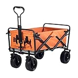 TAISK Outdoor Folding Utility Wagon Faltbarer Gartenwagen mit Rädern, Outdoor-Campingwagen, tragbarer Handwagen mit Bremse, belastbar 100 kg / 220 lbs (Stil 12)