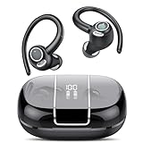 Csasan Bluetooth Kopfhörer Sport, Kopfhörer Kabellos Bluetooth 5.3 mit Ohrhaken, 48Std 3D Stereo CVC 8.0 HD Anruf In Ear Kopfhörer mit Mic, IPX7 Wasserdicht, LED-Anzeige, Touch Control Ohrhörer Joggen