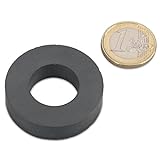 Ringmagnet Ø 40,0 x 20,0 x 10,0 mm (magnets4you) - hält 2 kg, Magnetring aus Y35 Ferrit, Magnet Scheibe mit Loch, ideal zum Basteln