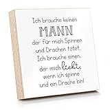 ARTFAVES® Holzbild - Ich Brauche keinen Mann | Deko Wandbild als Geschenk | Holzschild mit Spruch zum Thema Frauen/Liebe/Beziehung