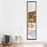 AUFHELLEN Wandspiegel 120x30cm Großer Ganzkörperspiegel mit Braun Rahmen HD Spiegel mit Haken und Rückwand für Tür, Wohn-, Schlaf- und Ankleidezimmer (Braun)