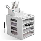 WEGREAT Briefablage Organizer: Dokumentenablage A4 mit 5 Ablagefächer, Schreibtisch-Organizer für Büro Aktenablage Schreibtisch Ablage Dokumentenablage A4,Office Desktop Supp