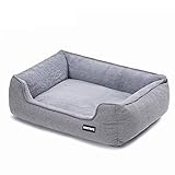 HMTOPE Hundebett, Hundesofa, Hundekissen, Hundekörbchen Abnehmbar und waschbar, Hellgrau, 90 x 75 x 25 cm