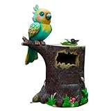 KPHYMOD Mülltonnenbox Cartoon-Mülleimer Für Den Außenbereich Mit Deckel, Park-Kindergarten-Vergnügungspark-Papageien-Baumstumpf-Skulptur Außerhalb Des Handelsbehälters (Color : Style 1)