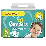 Pampers Baby Windeln Größe 6 (13-18kg) Baby-Dry, Extra Large, 78 Stück, MAXI PACK, bis zu 12 Stunden Rundum-Auslaufschutz