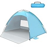 Strandmuschel UV Schutz, UPF 50+ Strandzelt XXL für 3-4 Personen, Tragbarer Strand Zelt, Windschutz Sonnenmuschel Strand Leichte mit Tragetasche für Strand, G