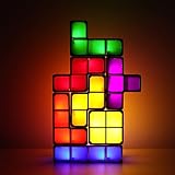 Stackable Night Light for kids, LED 7 Colors 3D Puzzles Induction Interlocking USB Desk Lamp, DIY Tangram Puzzles Square Lamp for Kids Teens Bedroom Home Decor (USB)
