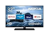 Nokia Smart TV - 32 Zoll (80cm) Fernseher Android TV (HD Ready, HDR10, DVB-C/S2/T2, Netflix, Prime Video, Disney+) Amazon Exclusive
