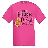 Herren T-Shirt für den Junggesellenabschied mit Motiv Der Herr der Ringe - Ringträger (Männer/Bräutigam) in pink, Größe XXL