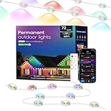 TSOCOS Permanent Außenbeleuchtung, 100ft Smart Outdoor Lights mit 72 LED Lichtern, IP65 Wasserdichte Outdoor String Lights mit Fernbedienung, RGB Trauflichter für Halloween Dekorationen, W