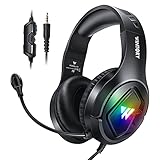 H HILABEE Stereo LED Licht Gaming Headset Noise Cancelling mit Mikrofon 3,5 Mm Stecker für Controller PC Laptop Tablet Computer Gamer